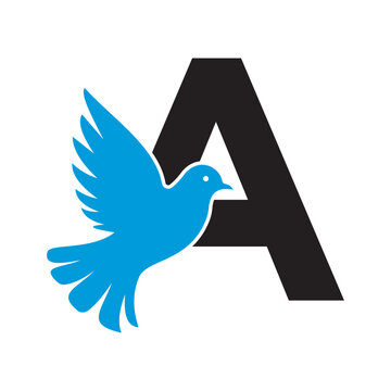 Initial Pigeon Logo combine with letter A vector template	