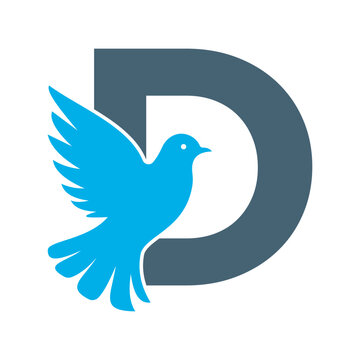 Initial Pigeon Logo combine with letter D vector template	