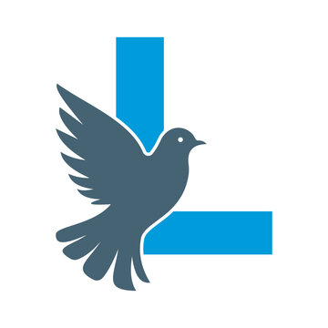Initial Pigeon Logo combine with letter L vector template	