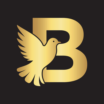 Initial Pigeon Logo combine with letter B vector template	