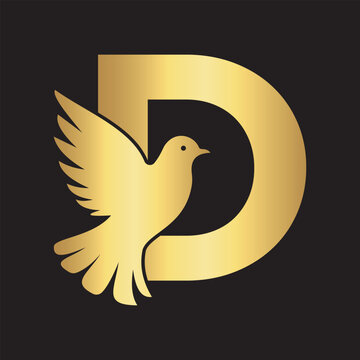 Initial Pigeon Logo combine with letter D vector template	