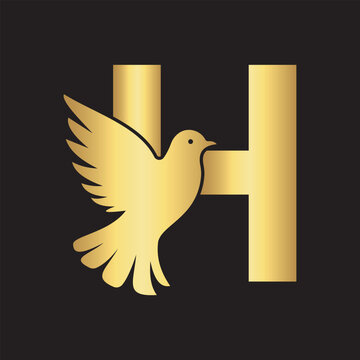 Initial Pigeon Logo combine with letter H vector template	