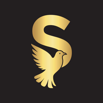 Initial Pigeon Logo combine with letter S vector template	