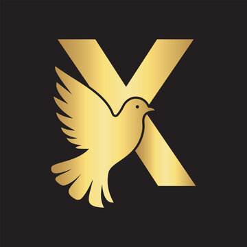 Initial Pigeon Logo combine with letter X vector template	