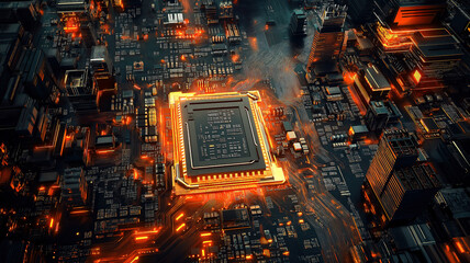 Poster - Precision microchip installation on a CPU board for enhanced electronic system performance