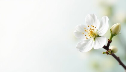 Wall Mural - Delicate white blossom against pure white backdrop, natural, botany