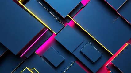 Poster - Vibrant geometric design transforms space with striking colors and layered textures under neon lights at night Generative AI