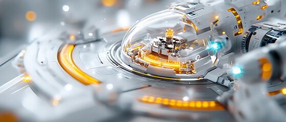 Poster - Futuristic spacecraft control center sci-fi universe digital art high-tech environment close-up view innovation and exploration