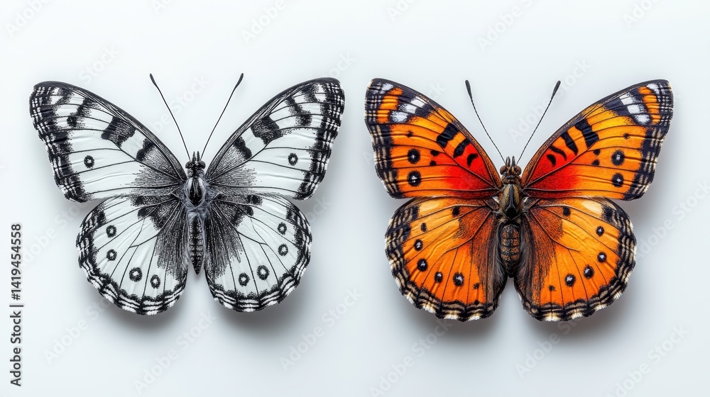 Butterfly Duo: A striking composition of two butterflies side-by-side ...