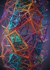 Wall Mural - interwoven, multicolored polygons form a complex structure, symbolizing online connectivity , polygo