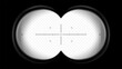 © BonkiStudio - Binoculars sight view. POV lens frame with crosshair for spy, military, or hunting optics. Transparent vector overlay
