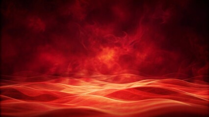 Poster - Abstract red wave background with red fog texture overlays silhouette, smoky atmosphere, artistic flow, vibrant haze design, modern digital backdrop, smooth swirl effect