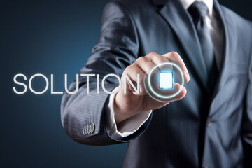 Poster - Hand in suit presses virtual button, activating 