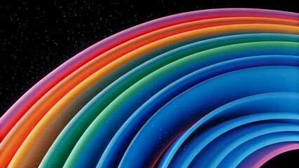 Aufkleber - Colorful abstract rainbow curve 3D flow background, vibrant waves fluid motion, psychedelic swirl pattern, modern digital art texture, bright multicolor gradient dynamic energy shape