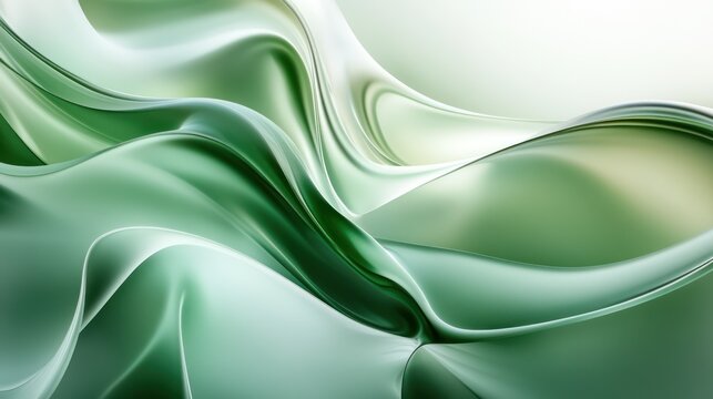 Abstract swirling shapes of liquid-like, flowing greens.