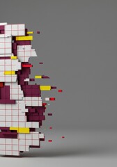 Poster - Abstract Pixelated 3D Structure: A Study in Deconstruction and Geometric Forms