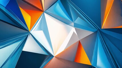 Poster - Vibrant Abstract Geometric Shapes in Blue, Orange, and White Dynamic Modern Composition of Light and Color Creating Depth and Energy