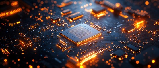 Poster - Glowing Circuit Board: A Close-Up View of Modern Technology