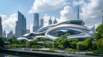 Poster - modern skyline in china with futuristic buildings
