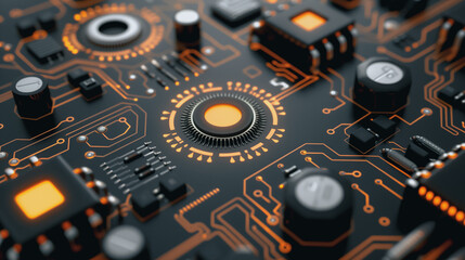 Poster - electronic circuitry close-up: a mesmerizing view of a meticulously crafted circuit board. intricate