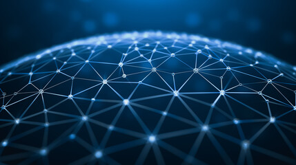 Poster - Global Network: Abstract representation of a global network connection, showing interconnected nodes forming a complex web, symbolizing communication, data flow, and worldwide connectivity.