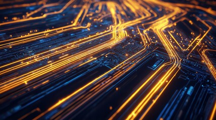 Poster - Abstract technology background with glowing circuit patterns