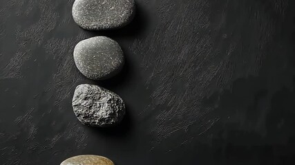 Poster - Natural elegance of smooth stones arranged artfully on a dark backdrop in a calming setting Generative AI