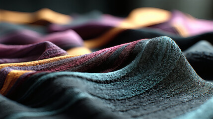 Poster - colorful textured fabric waves in soft natural light setting