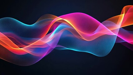 Poster - Colorful Abstract Waves Dynamic Visual Experience of Vibrant Pink, Orange, and Blue, Flowing Gracefully to Evoke Energy and Creativity in Mesmerizing Display.