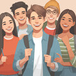© Gusti Aji - vector image of people embracing happily