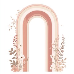 Poster - a decorative illustration of a pastel rainbow and floral design