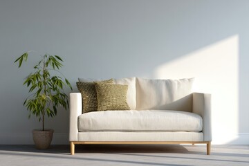 Poster - elegant room with minimalist decor featuring neutral colors and sleek furniture bathed in warm natural light