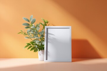 Poster - crisp empty frame mockup against vibrant colored backdrop bathed in soft studio lighting