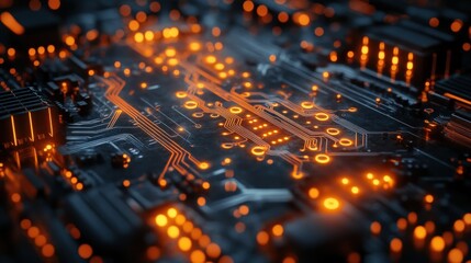 Poster - Glowing Circuit Board: A Digital Abstract