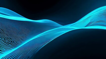 Poster - Futuristic Abstract Neon Waves: Motion Background with Blue and Black Patterns