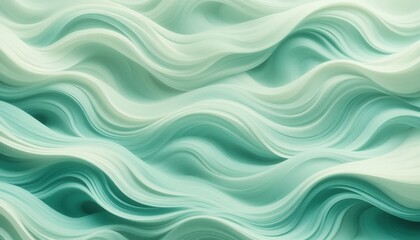 Poster - Dynamic flowing waves of soft mint fabric studio environment high-quality abstract image close-up viewpoint textile concept for design inspiration