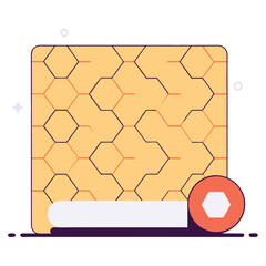Poster - Glossy honeycomb pattern in beige tones with circular element, creating modern and stylish design. Isolate on white background, copy space, commercial use