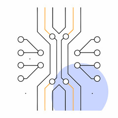 Poster - Minimal circuit design with embossed glossy silver effect, featuring intricate lines and nodes, evokes sense of modern. Isolate on white background, commercial use