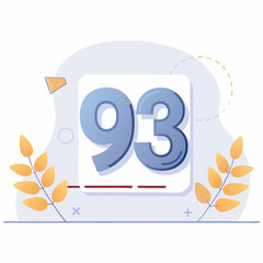 Poster - Stylish number 93 in modern design with soft colors and decorative elements, creating fresh and inviting look. Isolate on white background, commercial use