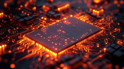 Poster - Glowing Circuit Board Microchip Technology