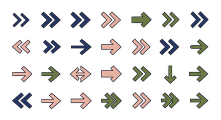 Fototapete - Collection of Arrow Icons in Various Styles and Directions for Web Design and User Interface Elements