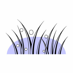 Poster - Stylized grass illustration with soft purple background, showcasing elegant lines and circular accents. Isolate on white background, commercial use