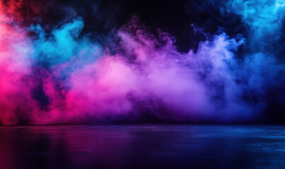 Poster - Colorful smoke background with vibrant pink, blue, and purple hues for creative projects.