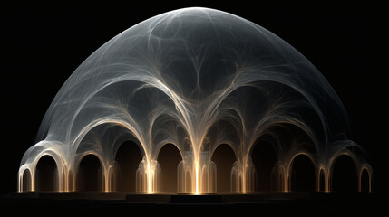 Poster - ethereal abstract dome structure with radiant light patterns