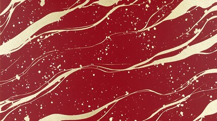 Aufkleber - Abstract red and gold marbled texture with flowing patterns and splatters, suitable for backgrounds