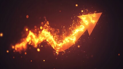Aufkleber - Abstract representation of a glowing upward trend line with sparks, symbolizing growth and success