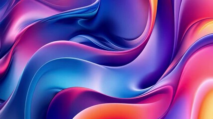 Poster - Vibrant abstract waves in dynamic movement showcase fluid colors of blue, purple, and orange, creating mesmerizing visual experience filled with energy and life.