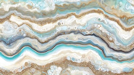 Aufkleber - Abstract wave patterns in blue, white, and beige resembling natural stone textures for decor use