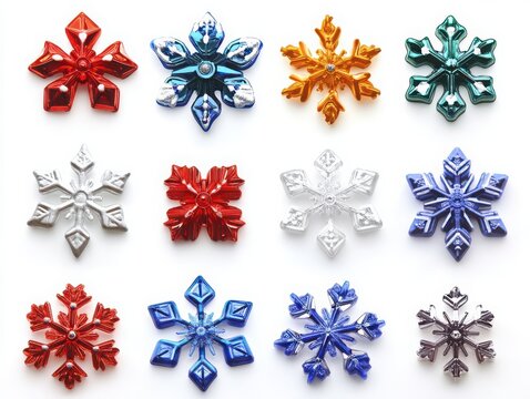 Snowflake icon pattern pack isolated with white background