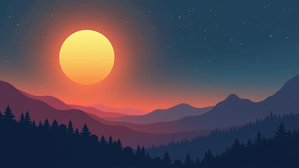 Wall Mural - sun shines daytime darkness falls nighttime every